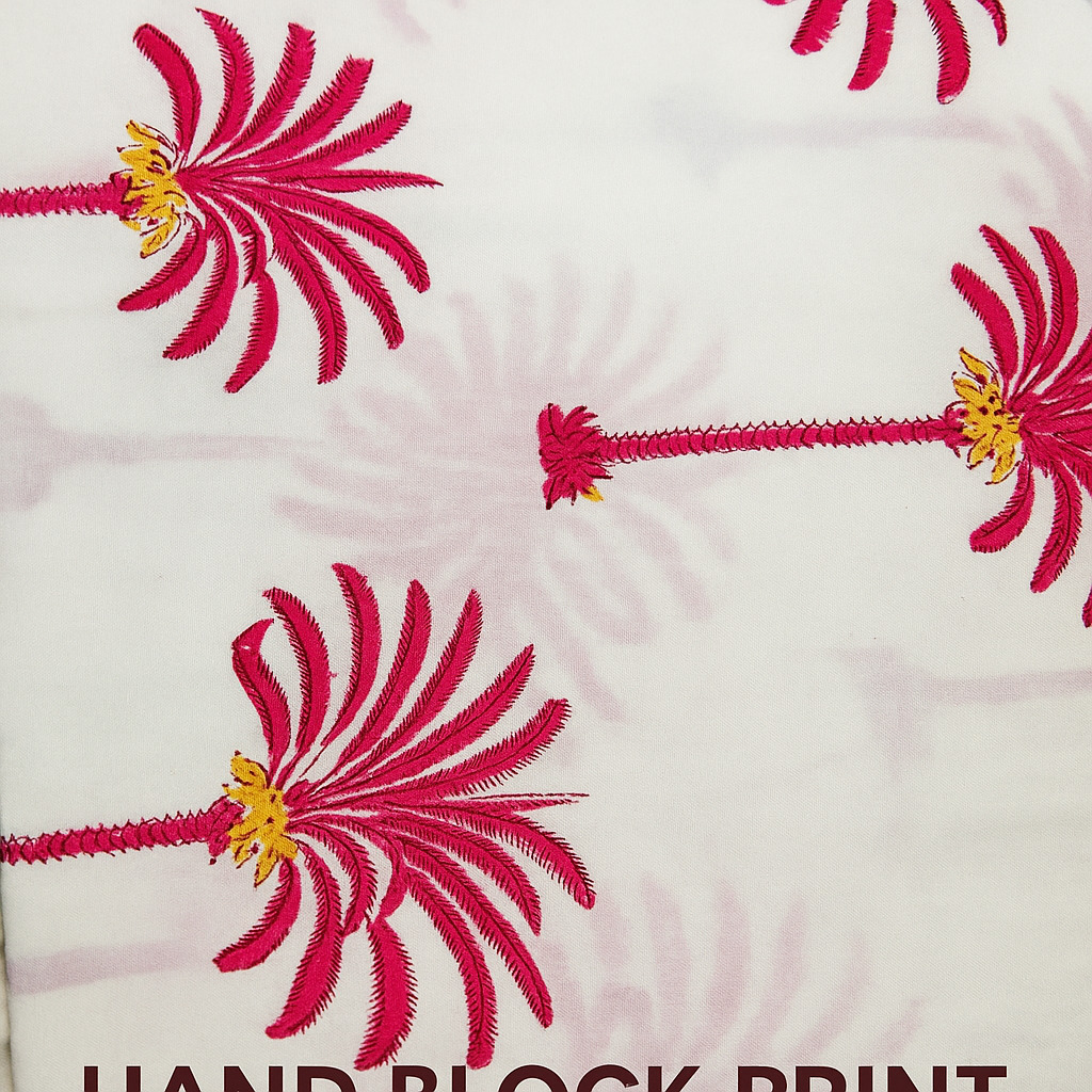 Plam tree hand block print fabric by Govind exports